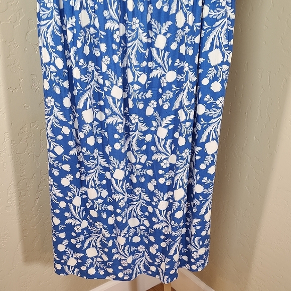 Croft & Barrow Blue and White Floral Smock Sleeveless Dress Large - Picture 8 of 12